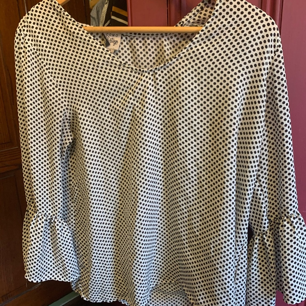 Polka dot bell sleeve top
